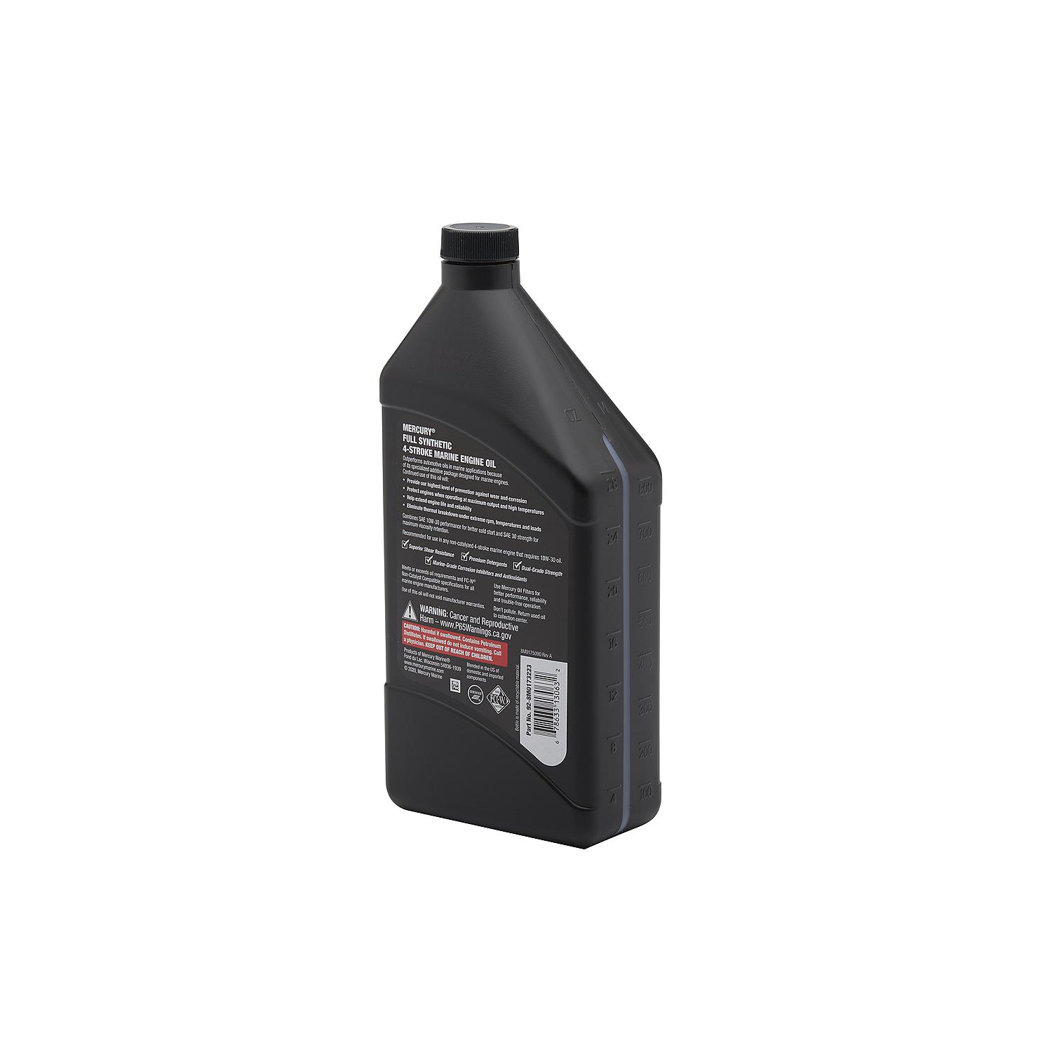Mercury 8M0173223 SAE 10W-30 Full Synthetic 4-Stroke Marine Engine Oil - 1 Quart Bottle - Image 4