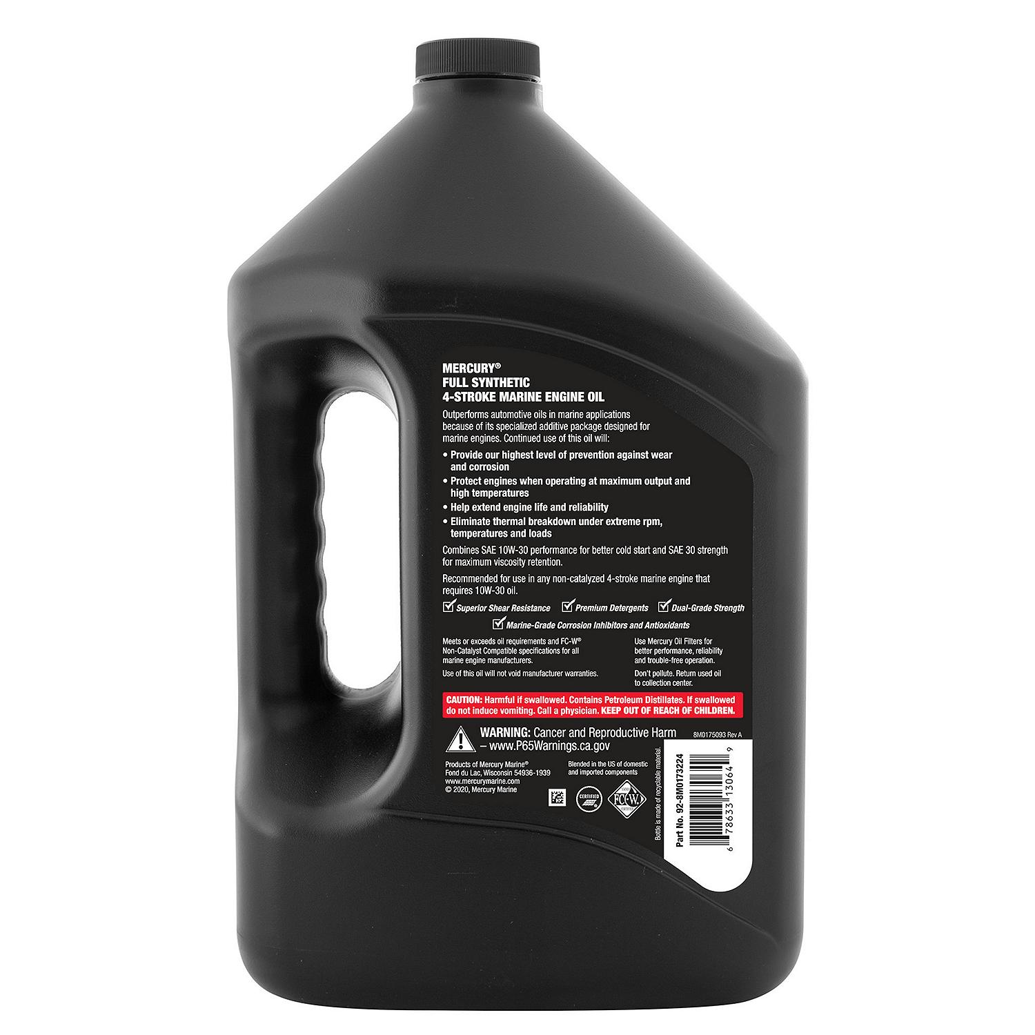 Mercury 8M0173224 SAE 10W-30 Full Synthetic 4-Stroke Marine Engine Oil - 1 Gallon - Image 2