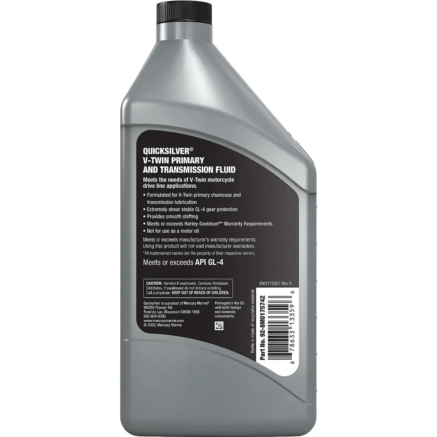 Quicksilver V-Twin Primary Chaincase and Transmission Fluid, 1 Qt.