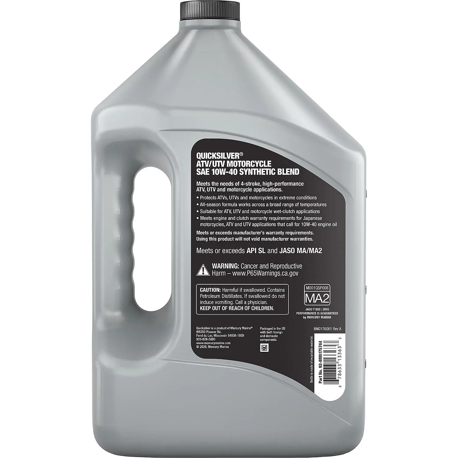 Quicksilver 10W-40 Synthetic Blend ATV/UTV/Motorcycle Oil, 1 Gallon - Image 2