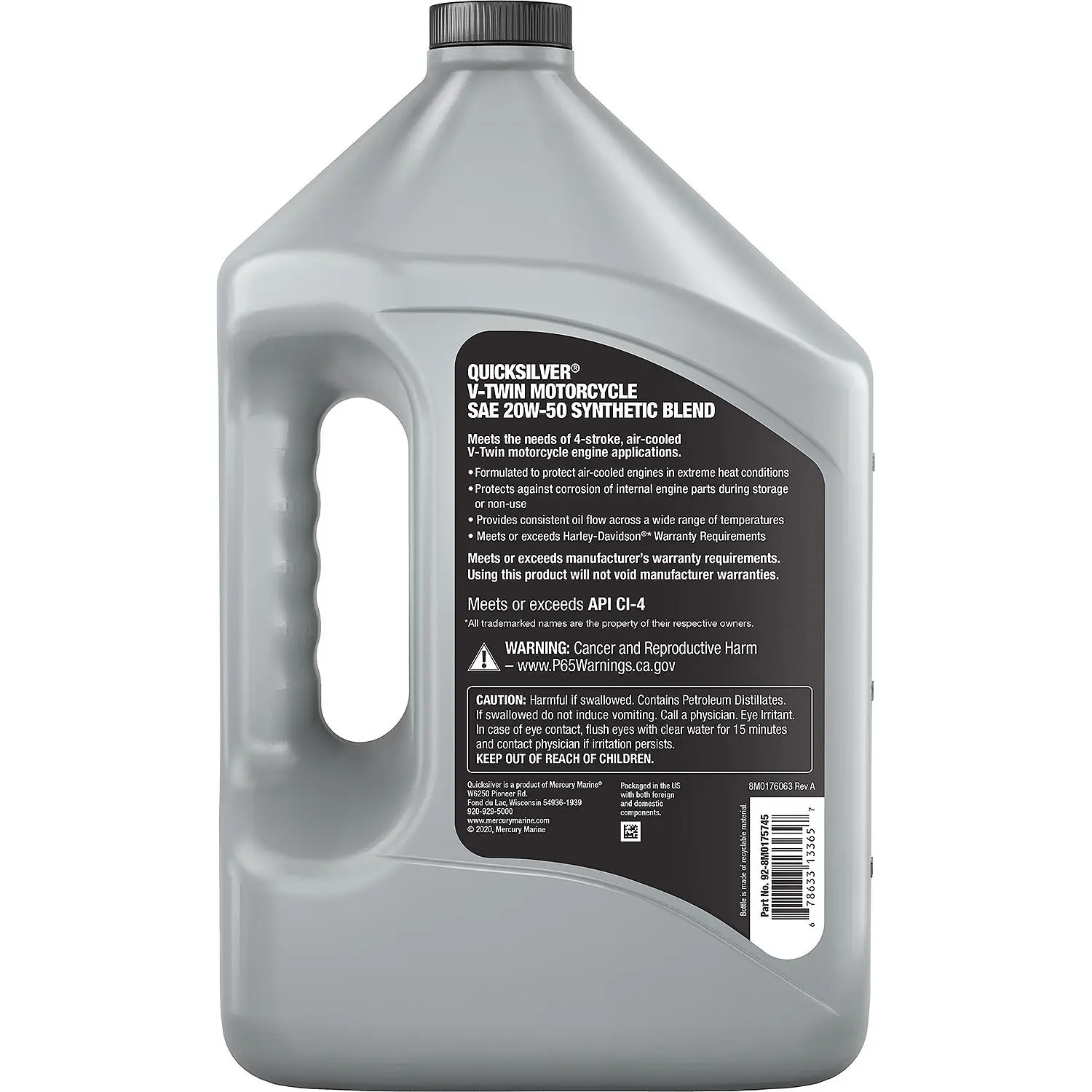 Quicksilver 20W-50 Synthetic Motorcycle Oil, 1 Gallon Quicksilver 20W-50 Synthetic Motorcycle Oil, 1 Gallon