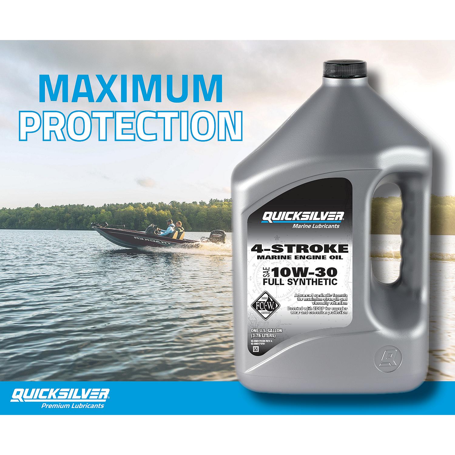 Quicksilver 8M0175781 Full Synthetic 10W-30 4-Stroke Marine Engine Oil, 1 Gallon