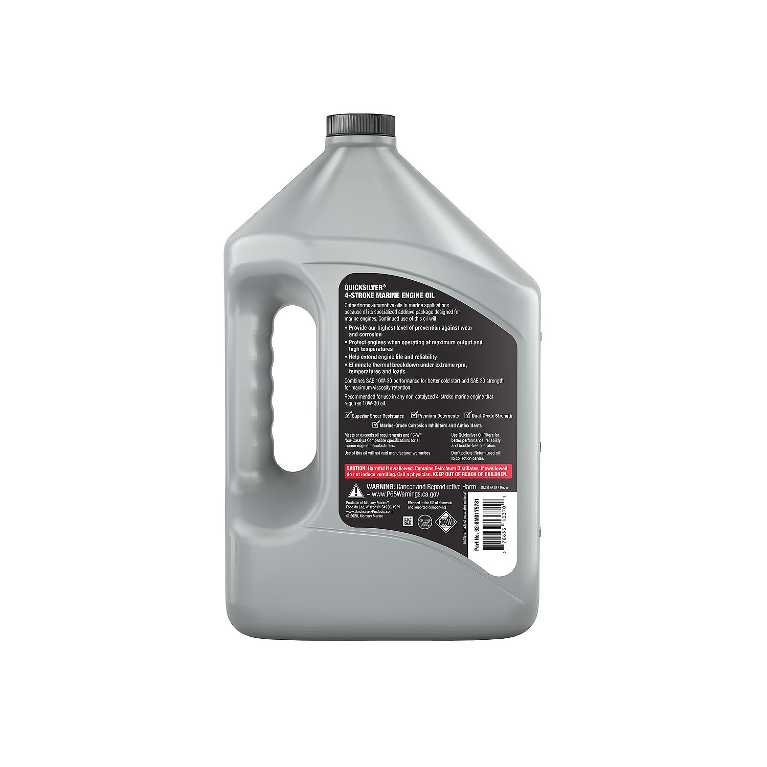 Quicksilver 8M0175781 Full Synthetic 10W-30 4-Stroke Marine Engine Oil, 1 Gallon - Image 2