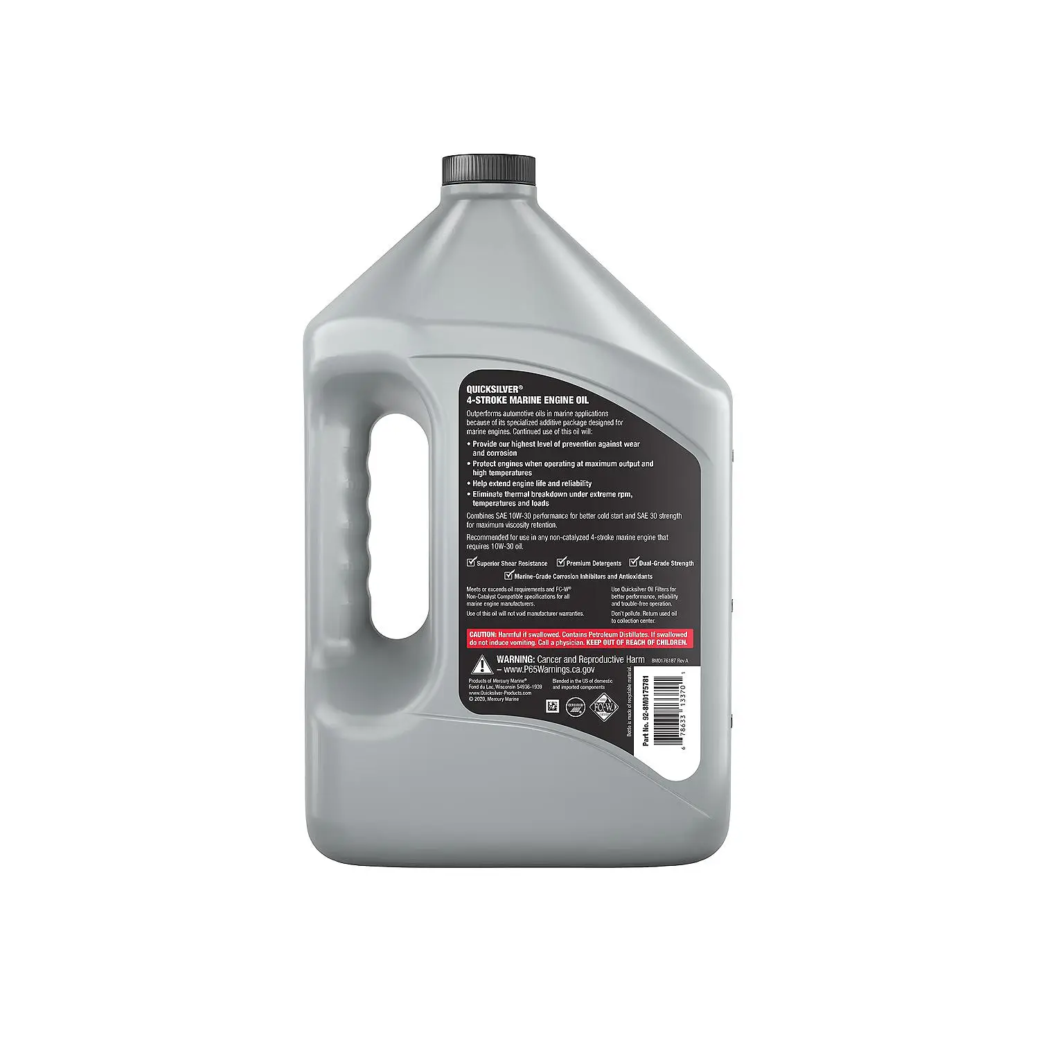 Quicksilver 8M0175781 Full Synthetic 10W-30 4-Stroke Marine Engine Oil, 1 Gallon - Image 2