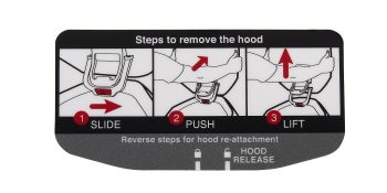 Mercury Hood Release Decal 8M0178097 for V12 Verado and SeaPro Outboards