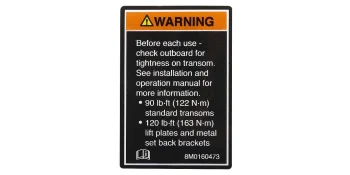Mercury Transom Warning Decal 8M0179267 for V12 Outboards