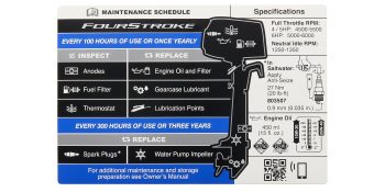 Mercury Maintenance Schedule Decal 8M0180064 for Mercury 4-6hp Carbureted Outboards