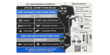 Mercury Maintenance Schedule Decal 8M0180066 for Select Mercury 8 and 9.9hp Outboards