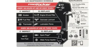 Mercury Maintenance Schedule Decal 8M0180068 for Select Mercury 2-Cyl 9.9hp EFI ProKicker Outboards