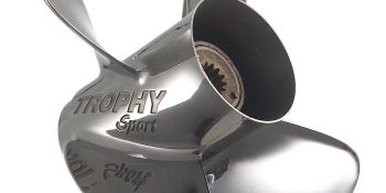 Mercury Trophy Sport 878614A46 4-Blade Stainless Steel Propeller, 10.625” Diameter x 13” Pitch, Right-Hand Rotation