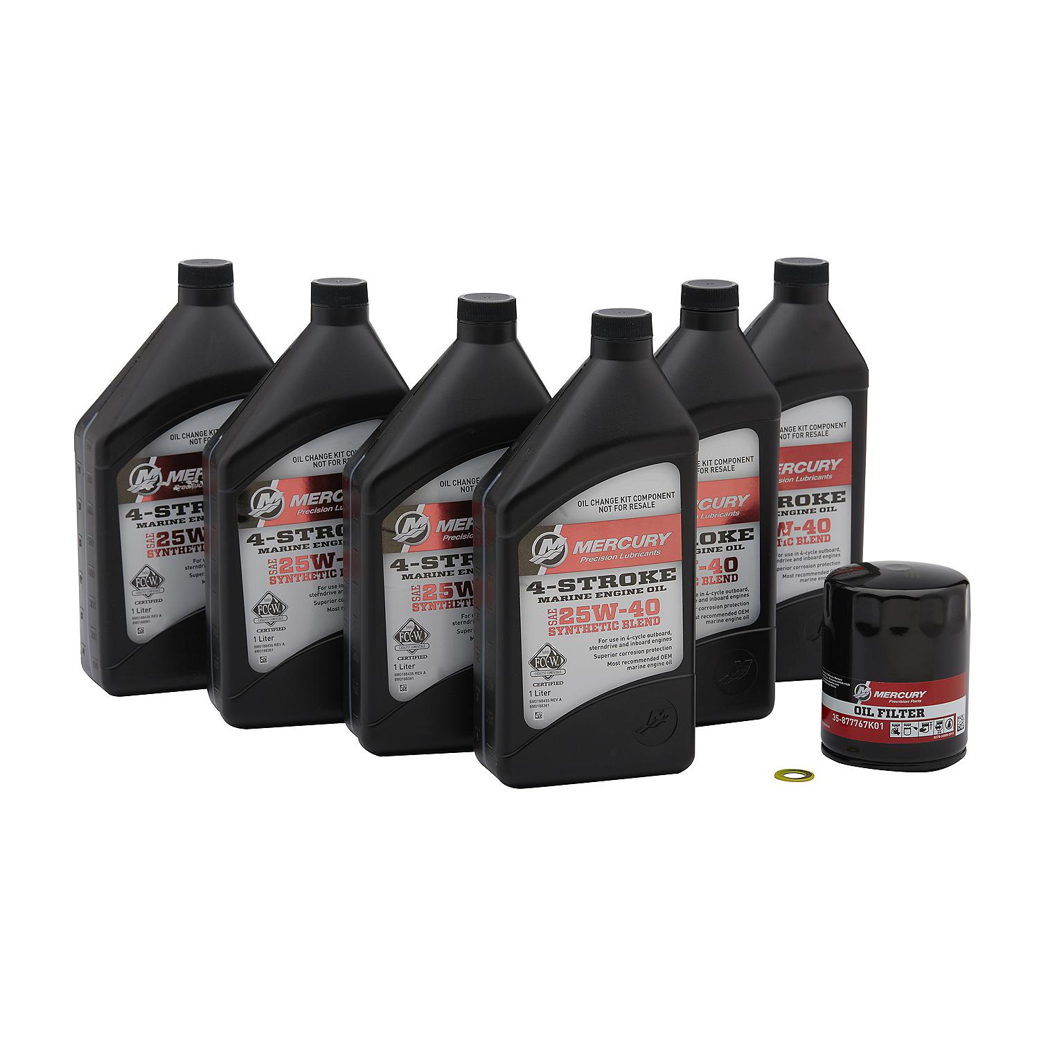 Mercury 8M0188358 SAE 25W-40 4-Stroke Outboard Oil Change Kit for Mercury L4 150-200hp Verado Outboards - Image 2