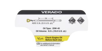 Mercury Check Oil Decal 8M0199986 for V10 Verado and SeaPro Outboards