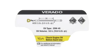 Mercury Check Oil Decal 8M0199986 for V10 Verado and SeaPro Outboards