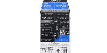 Mercury Maintenance Schedule Decal 8M0204803 for 5.7L V10 350-400hp Verado Outboards