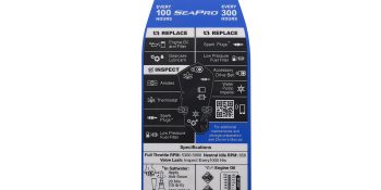 Mercury Maintenance Schedule Decal 8M0204804 for 5.7L V10 350hp SeaPro Outboards