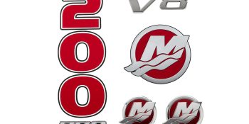 Mercury Decal Set 8M0214859 for 4.6L V8 200hp Pro XS Outboards