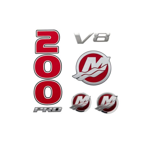 Mercury Decal Set 8M0214859 for 4.6L V8 200hp Pro XS Outboards
