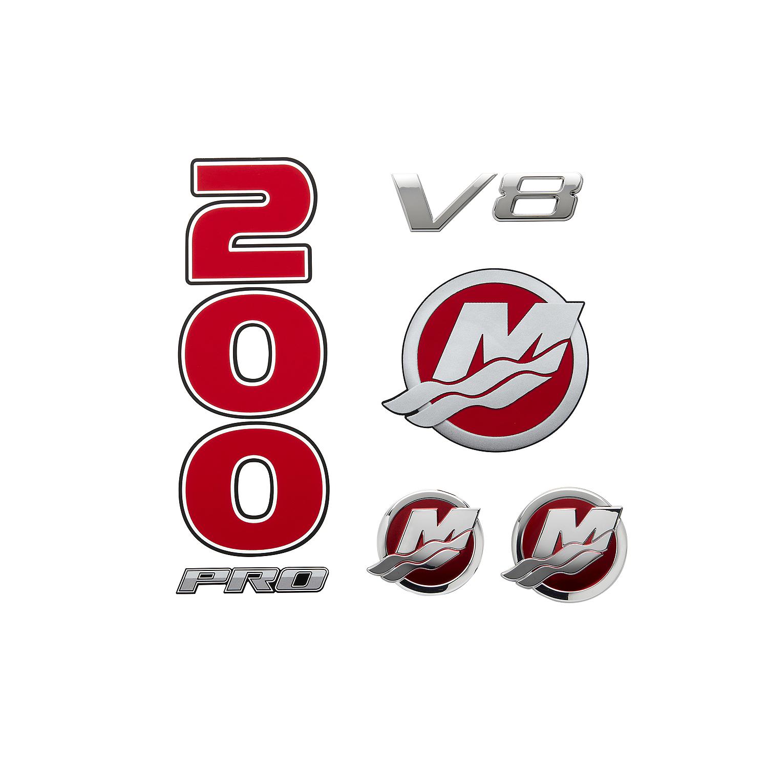 Mercury Decal Set 8M0214859 for 4.6L V8 200hp Pro XS Outboards