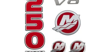Mercury Decal Set 8M0214863 for 4.6L V8 250hp Pro XS Outboards
