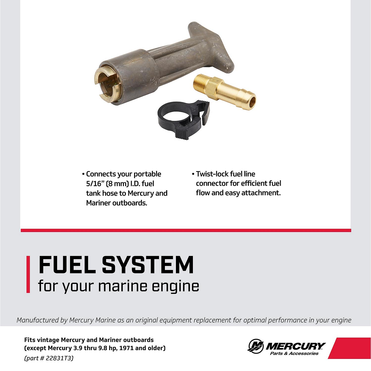 Mercury Fuel Line Fitting 22831T3 for Mercury and Mariner TwoStroke Outboards 1971 and Older