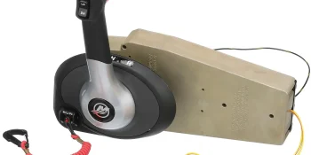 883710A02 Single Engine Panel Mount Outboard Engine Remote Control – with Trim Switch and Lanyard Stop Switch