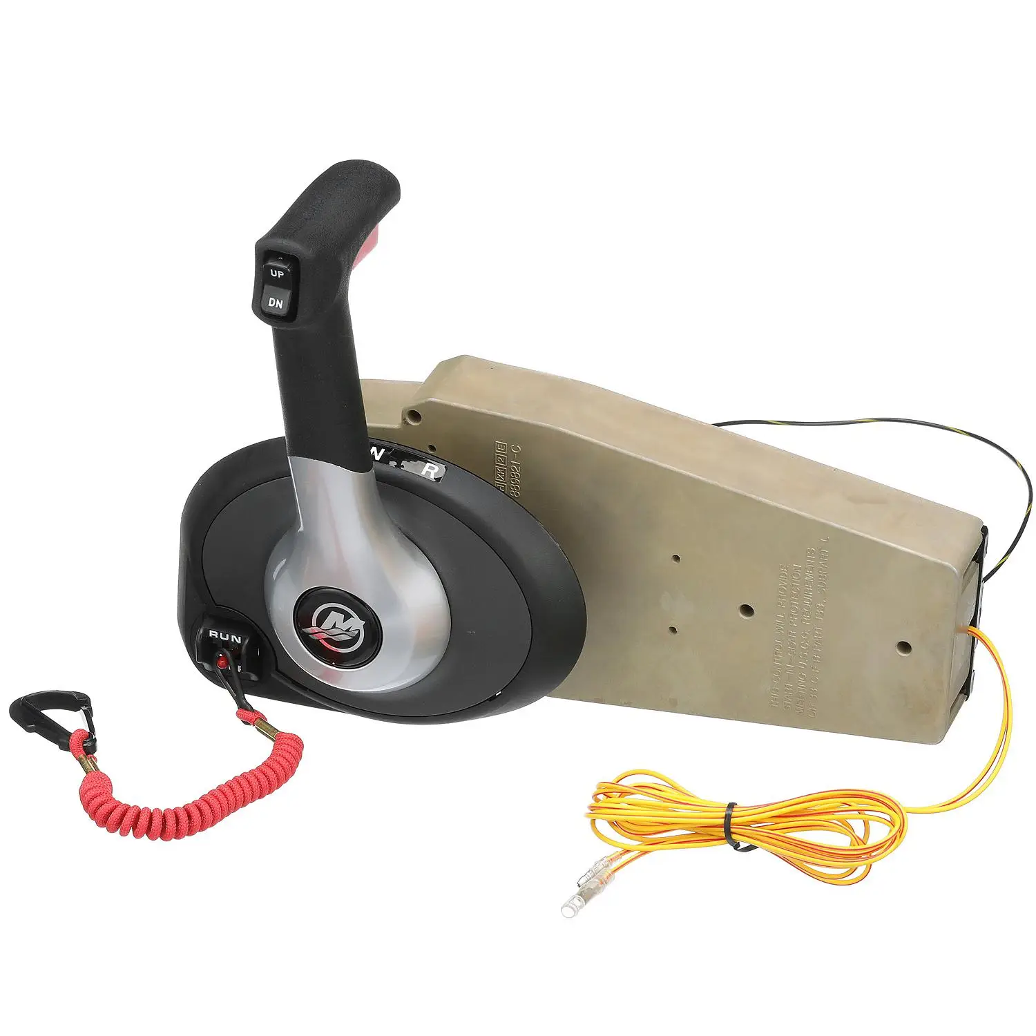 883710A02 Single Engine Panel Mount Outboard Engine Remote Control – with Trim Switch and Lanyard Stop Switch
