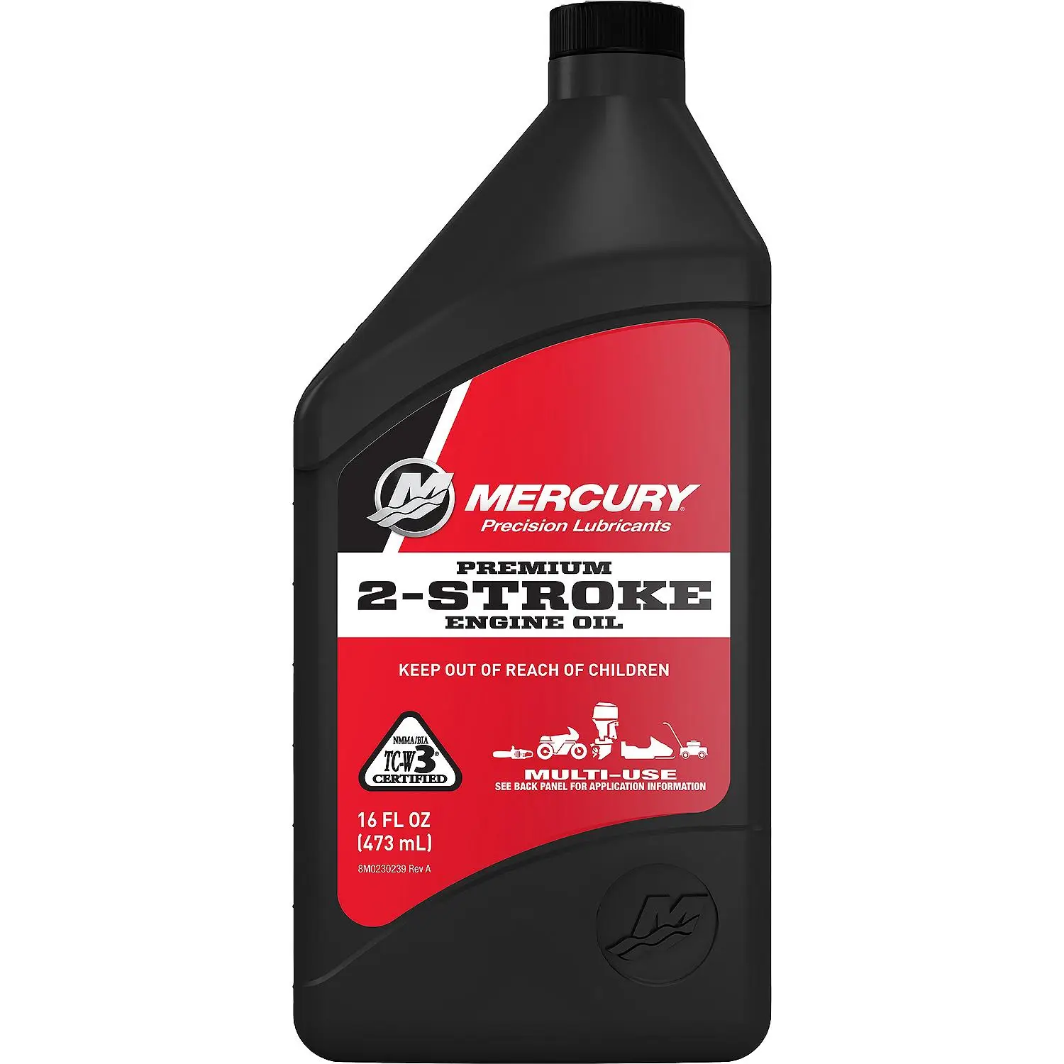Mercury 8M0229783 Premium TC-W3 2-Stroke Engine Oil for Outboards, PWC, Snowmobiles and Motorcycles – 16 oz (Pint) Bottle