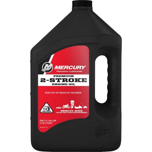 Mercury 8M0229790 Premium TC-W3 2-Stroke Engine Oil for Outboards, PWC, Snowmobiles and Motorcycles – 1 Gallon