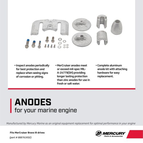 Mercury Aluminum Anode Kit 888761K02 for MerCruiser Bravo Three Sterndrives