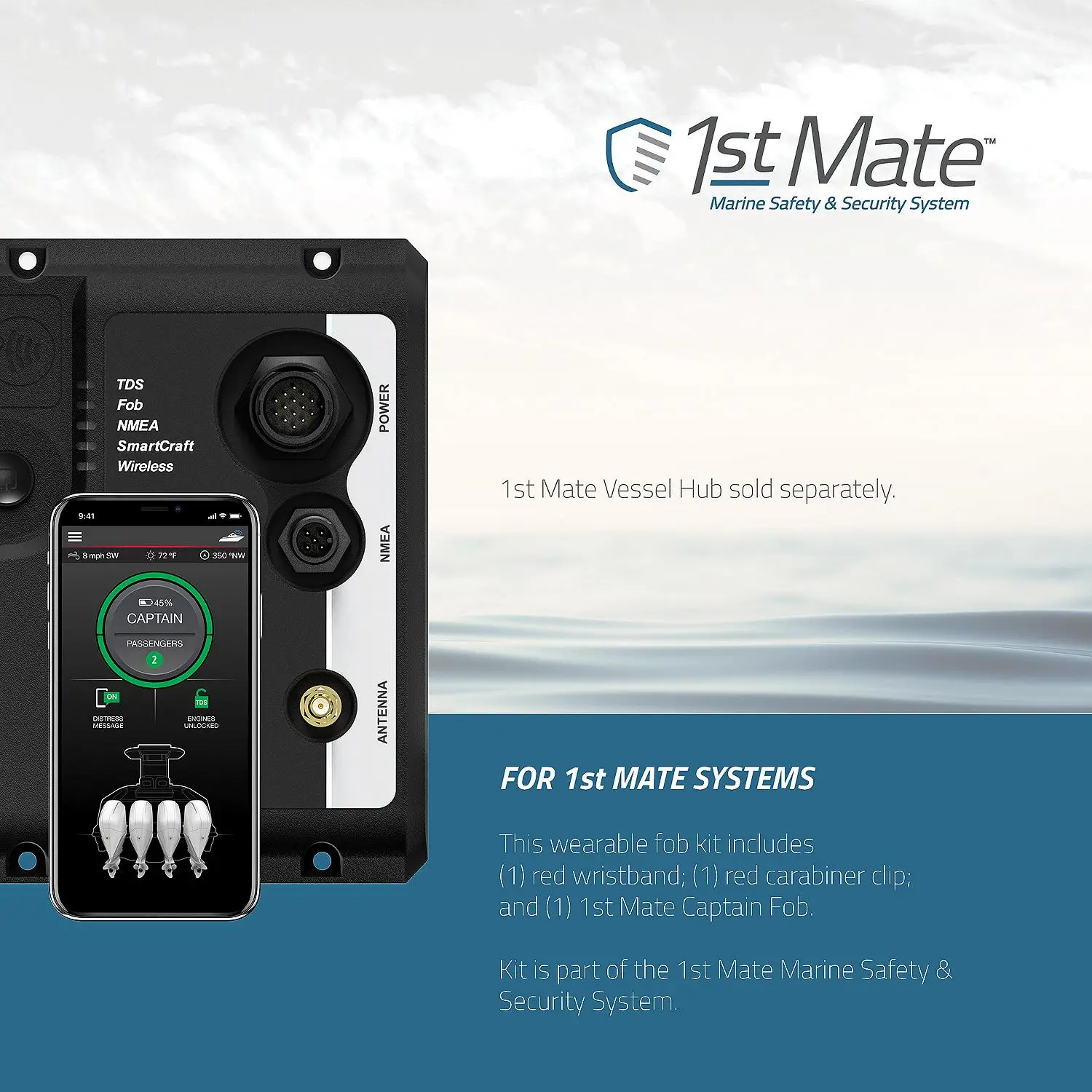 Wearable Fob Kit, Mercury SmartCraft Engines, Captain Fob, Wristband & Carabiner Clip, 8M6007943 - Image 6