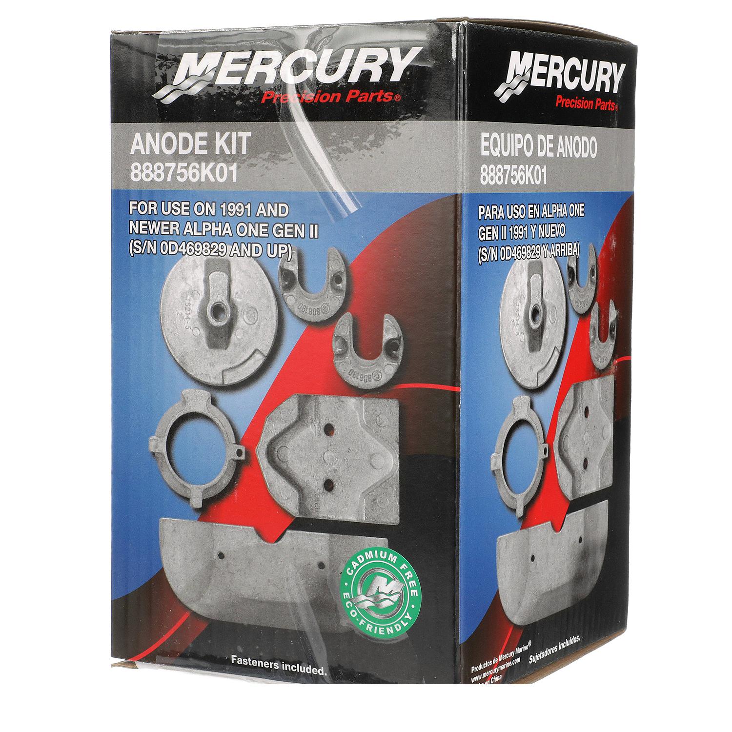 Mercury Aluminum Anode Kit 888756K01 for Alpha One Gen II Sterndrives - Image 2