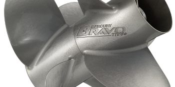 Mercury Bravo Three 8M8022450 Rear/Aft 3-Blade Stainless Steel Propeller, 13.8″ Diameter x 26” Pitch, Right-Hand Rotation, Matte Finish