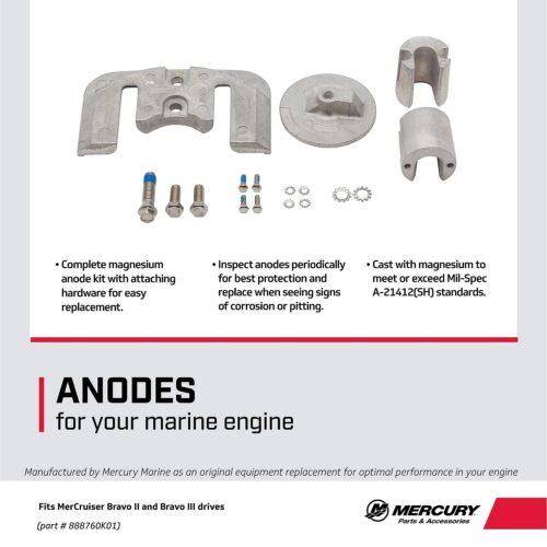 Mercury Magnesium Anode Kit 888760K01 for Select MerCruiser Bravo II and Bravo III Sterndrives