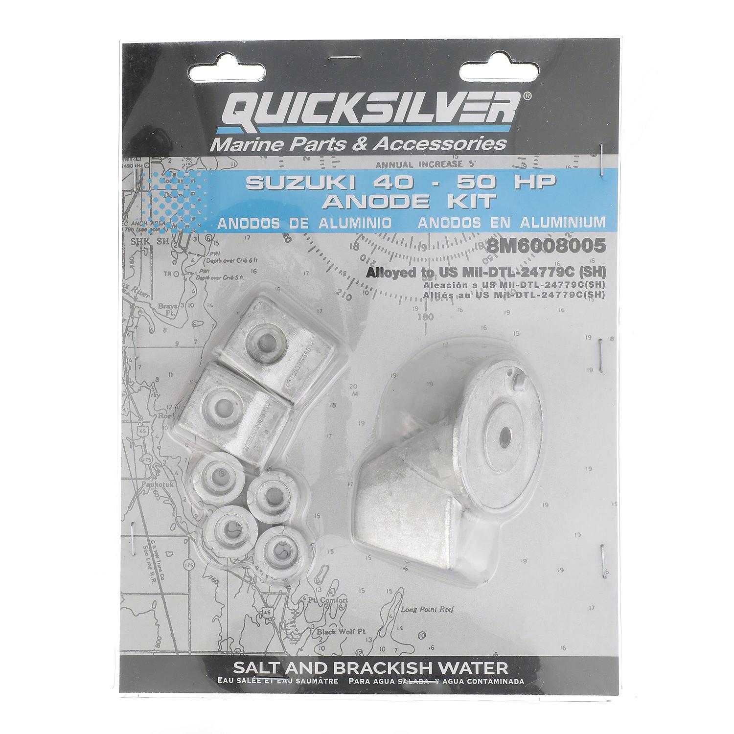 Quicksilver 8M6008005 Aluminum Anode Kit for Suzuki 40-50hp Outboards - Image 4