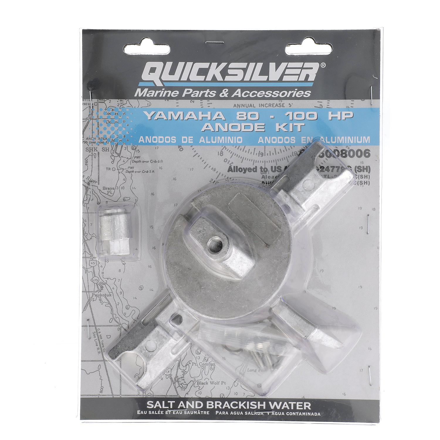 Quicksilver 8M6008006 Aluminum Anode Kit for Yamaha 80-100hp Outboards - Image 4