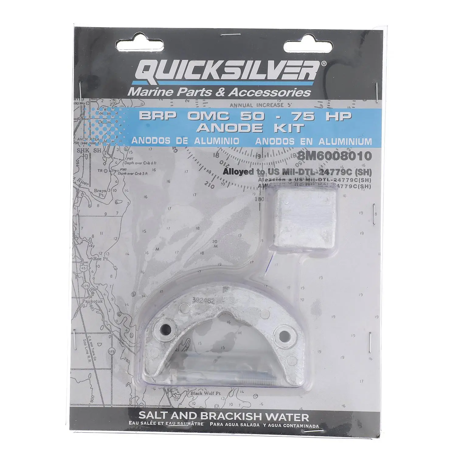 Quicksilver 8M6008010 Aluminum Anode Kit for BRP/OMC 50-75hp Outboards - Image 4
