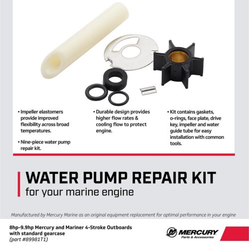 Mercury Water Pump Repair Kit 89981T1 for Select Mercury and Mariner 8-9.9hp FourStroke Outboards