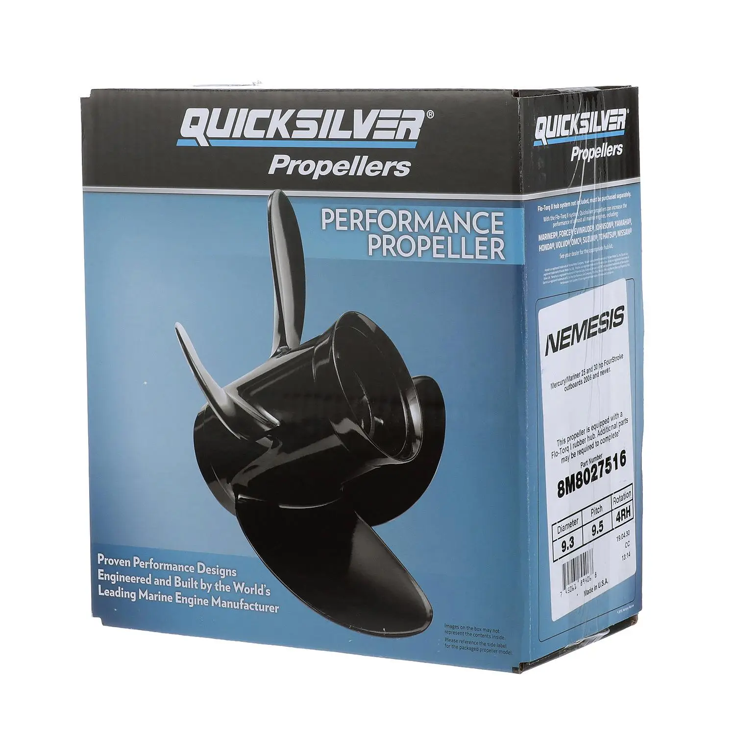 Quicksilver Nemesis 4-Blade Aluminum Propeller, 9.3" Diameter x 9.5" Pitch, Right Hand Rotation - Image 6