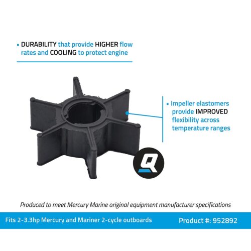Quicksilver 952892 Water Pump Impeller Mercury and Mariner 2-Cycle 3.3hp Outboards