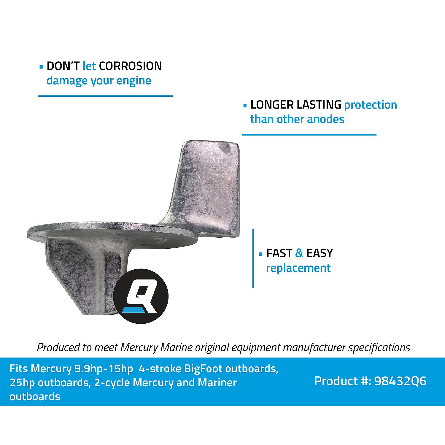 Quicksilver 98432Q6 Zinc Trim Tab Anode Plate for Mercury and Mariner Outboards - Image 5