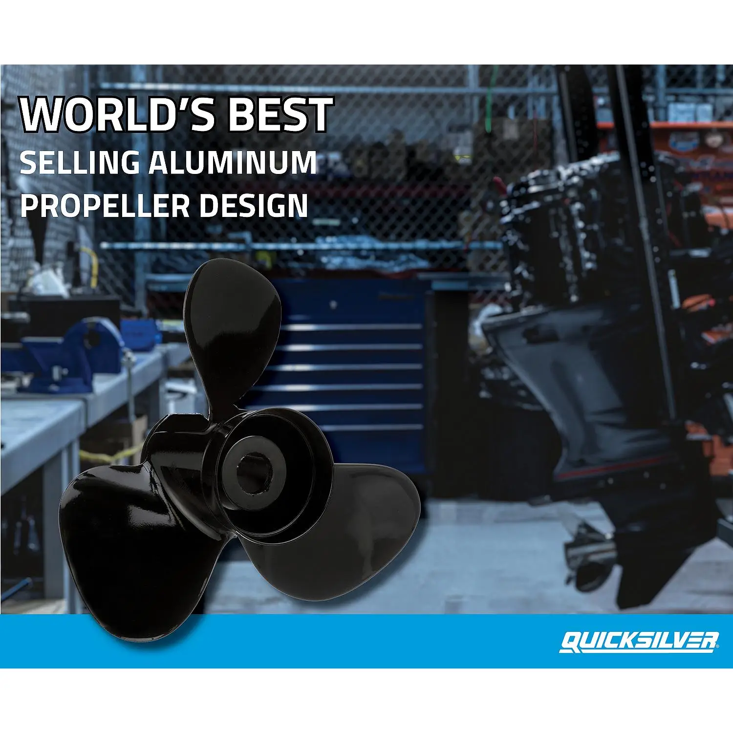 Quicksilver Black Diamond 3-Blade Aluminum Propeller, 14.5" Diameter x 19" Pitch, Right Hand Rotation - Image 2