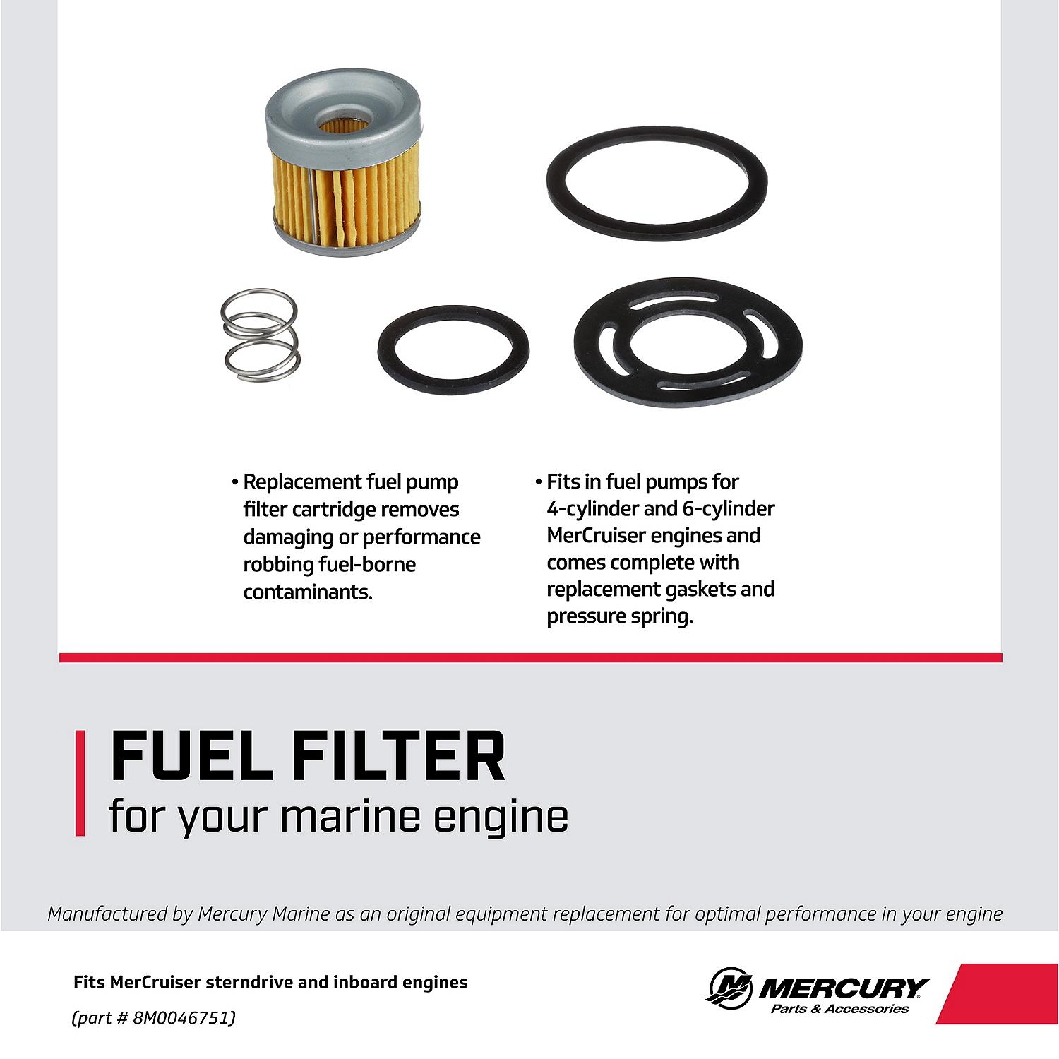 Mercury Fuel Pump Filter 8M0046751 for Gasoline Sterndrive Engines - Image 2