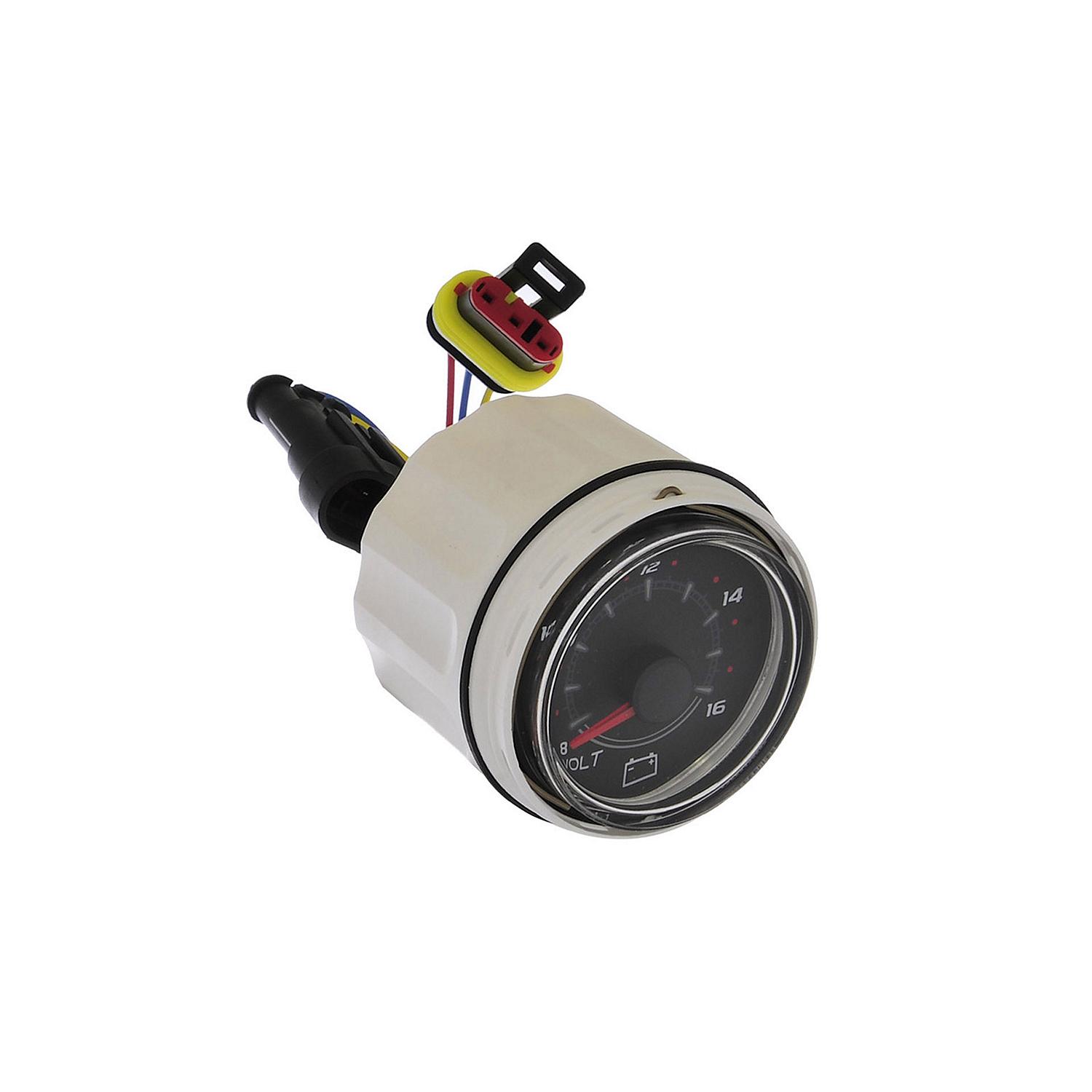 8M0052843 12 Volt Voltage Gauge SmartCraft - Round - Black - Image 2
