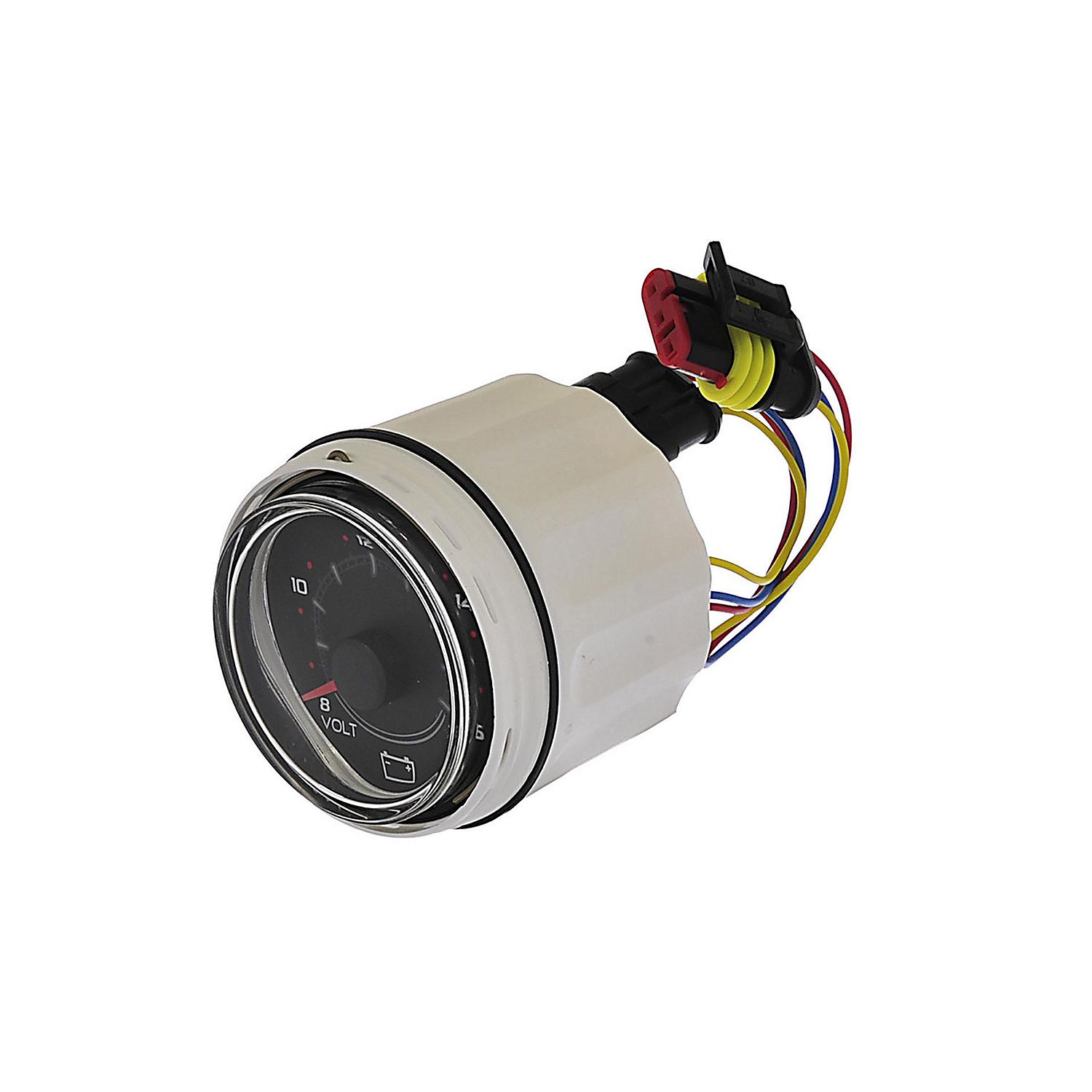 8M0052843 12 Volt Voltage Gauge SmartCraft - Round - Black - Image 3