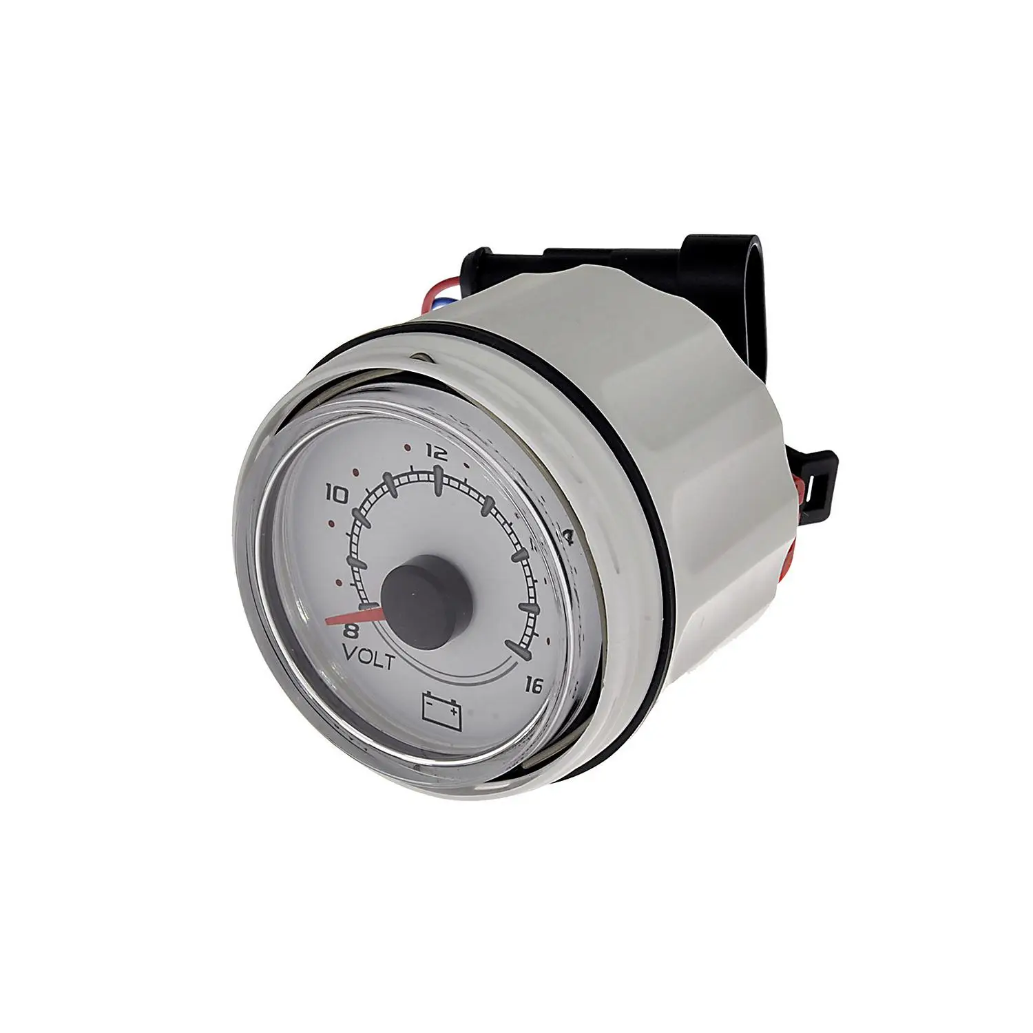 8M0052864 12 Volt Voltage Gauge SmartCraft - Round - White - Image 2