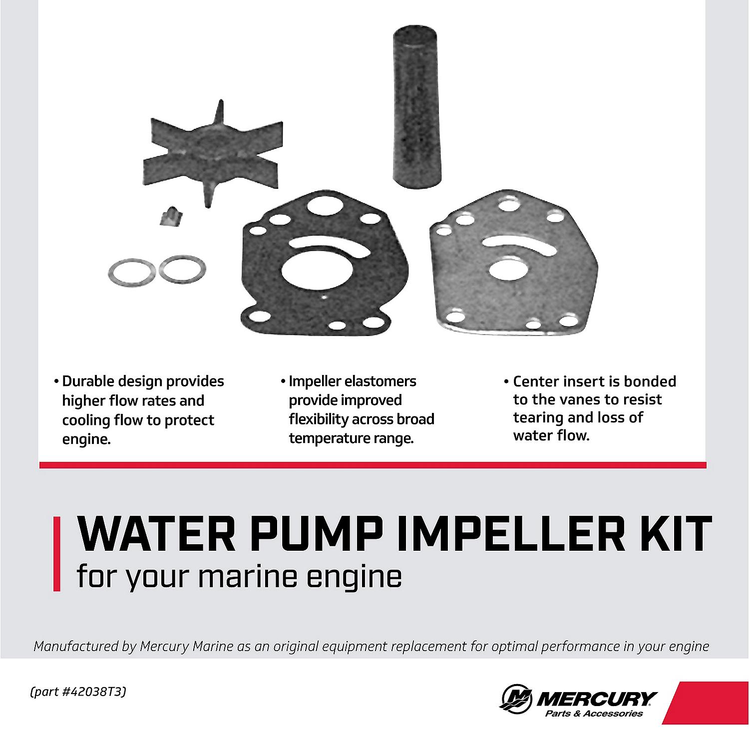 Mercury Water Pump Repair Kit 42038T3 for Mercury and Mariner 6-15hp Outboards
